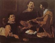 VELAZQUEZ, Diego Rodriguez de Silva y Three musician oil painting on canvas